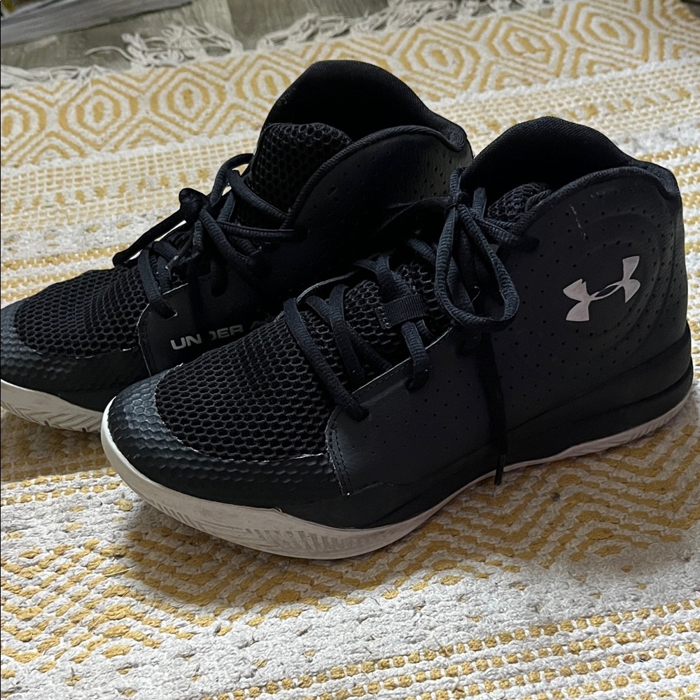 Under Armour Kids Black and White basketball shoes